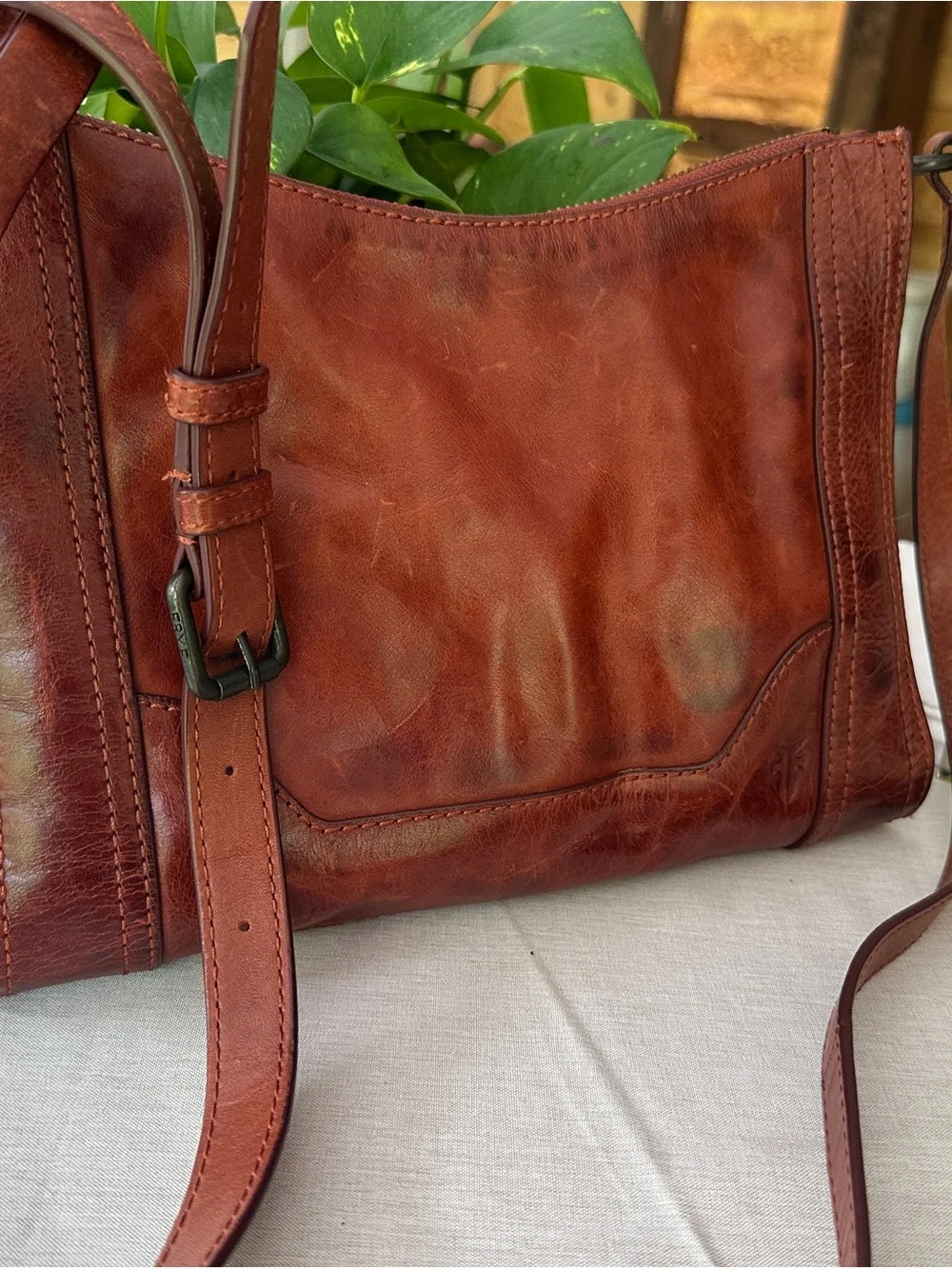 Frye Melissa Cognac Leather Crossbody Bag
